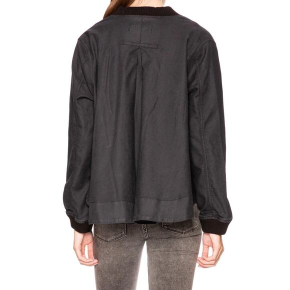 The Great. The Swingy Charcoal Bomber Jacket Hig-Low Silhouett Charcoal 2/M - Picture 5 of 12